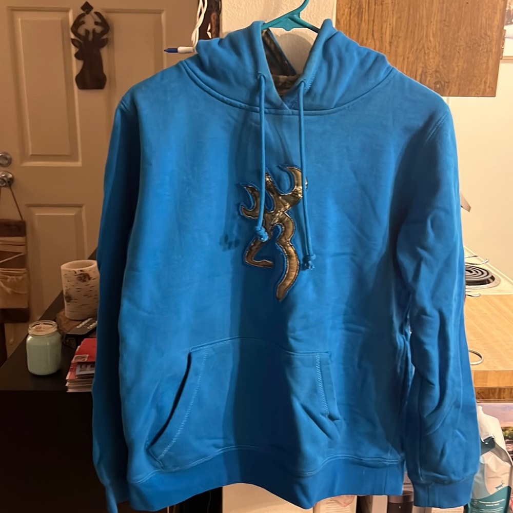 Browning Blue camo hoodie. Size Large (runs like Junior sizing)